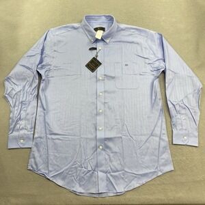 Jos A Bank Reserve Dress Shirt Mens 17 Blue Button Down Herringbone 2 Ply